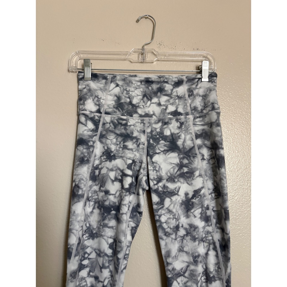 Athleta Women's Grey White Tie Dye High Waisted Leggings Size S Lycra Spandex